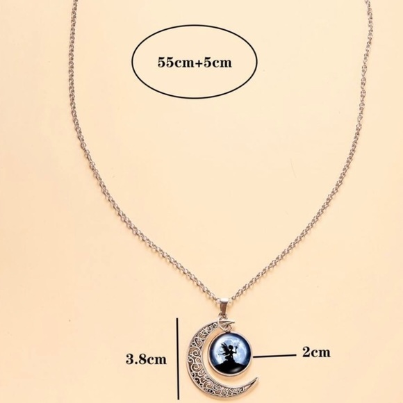 Crescent Moon Vintage Silver  Fairy Magical Glowing Pendent & Necklace - Picture 4 of 6